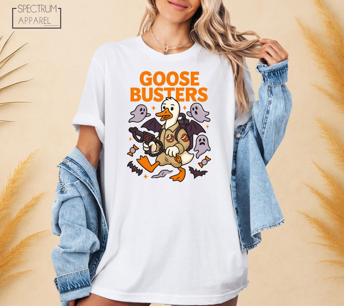 October Goose Busters T-Shirt, Goose Busters Fall T-Shirt, Ghostbuster Halloween T-Shirt, Trick or Treat Goose Shirt, Funny Autumn Duck Tee