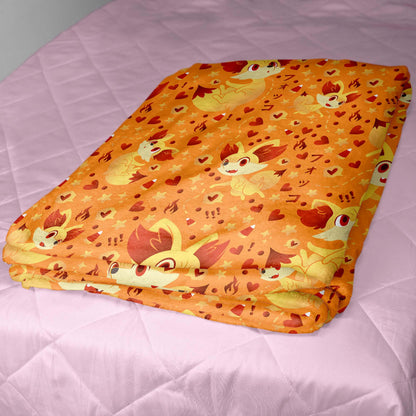 Fennekin Fleece Blanket, Cute Fire Fox Throw, Cozy Cotton Blanket, Baby Shower Gift, Kawaii Home Decor, Fennekin Blanket Gift