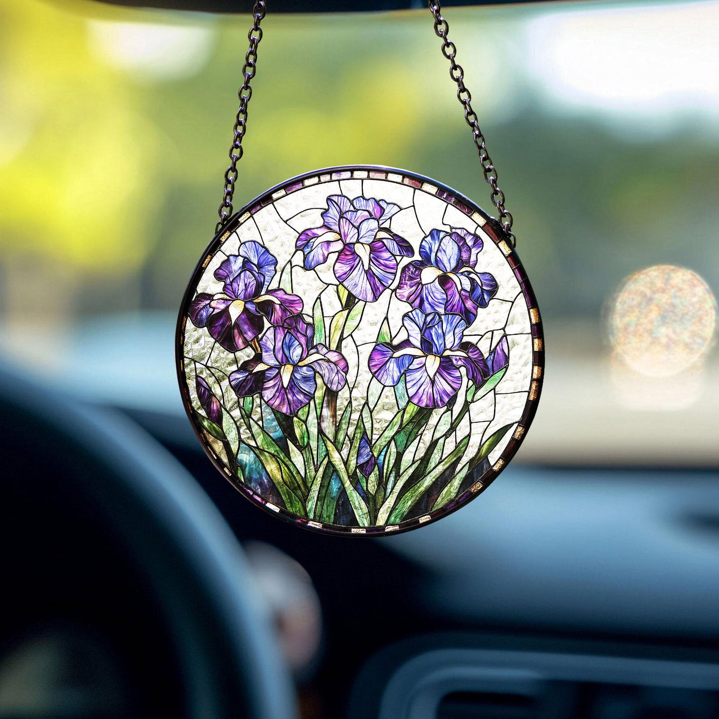 Purple Iris Stained Glass Suncatcher, Iris Flower Suncatcher, Iris Flower Gift, Flower Glass Suncatcher, Sunlight Catcher for Home Decor