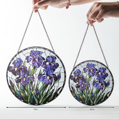 Purple Iris Stained Glass Suncatcher, Iris Flower Suncatcher, Iris Flower Gift, Flower Glass Suncatcher, Sunlight Catcher for Home Decor