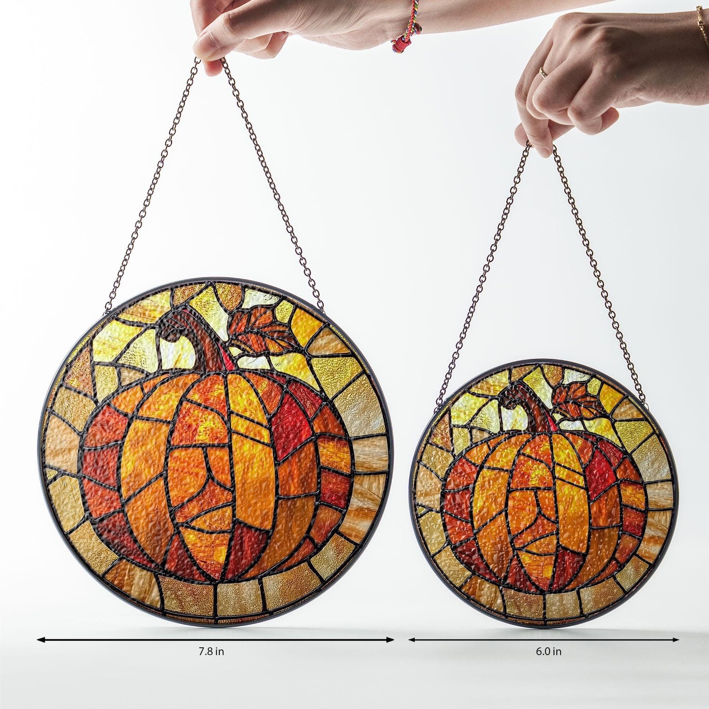 Mosaic Pumpkin Glass Sun Catcher, Halloween Jack-O’-Lantern Window Decor, Spooky Fall Hanging Ornament, Cute Pumpkin Gift, Thanksgiving Gift