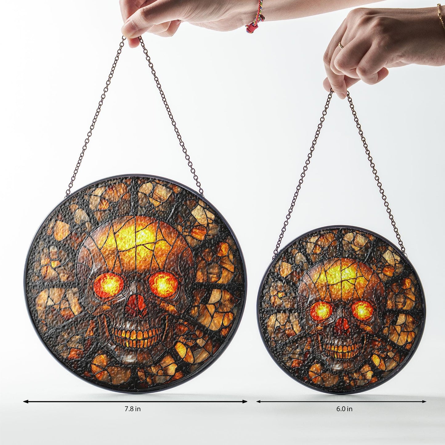Pumpkin Skull Stained Glass Suncatcher, Spooky Halloween Stained Glass Suncatcher, Gothic Jack O Lantern Glass Decor, Dark Horror Decor