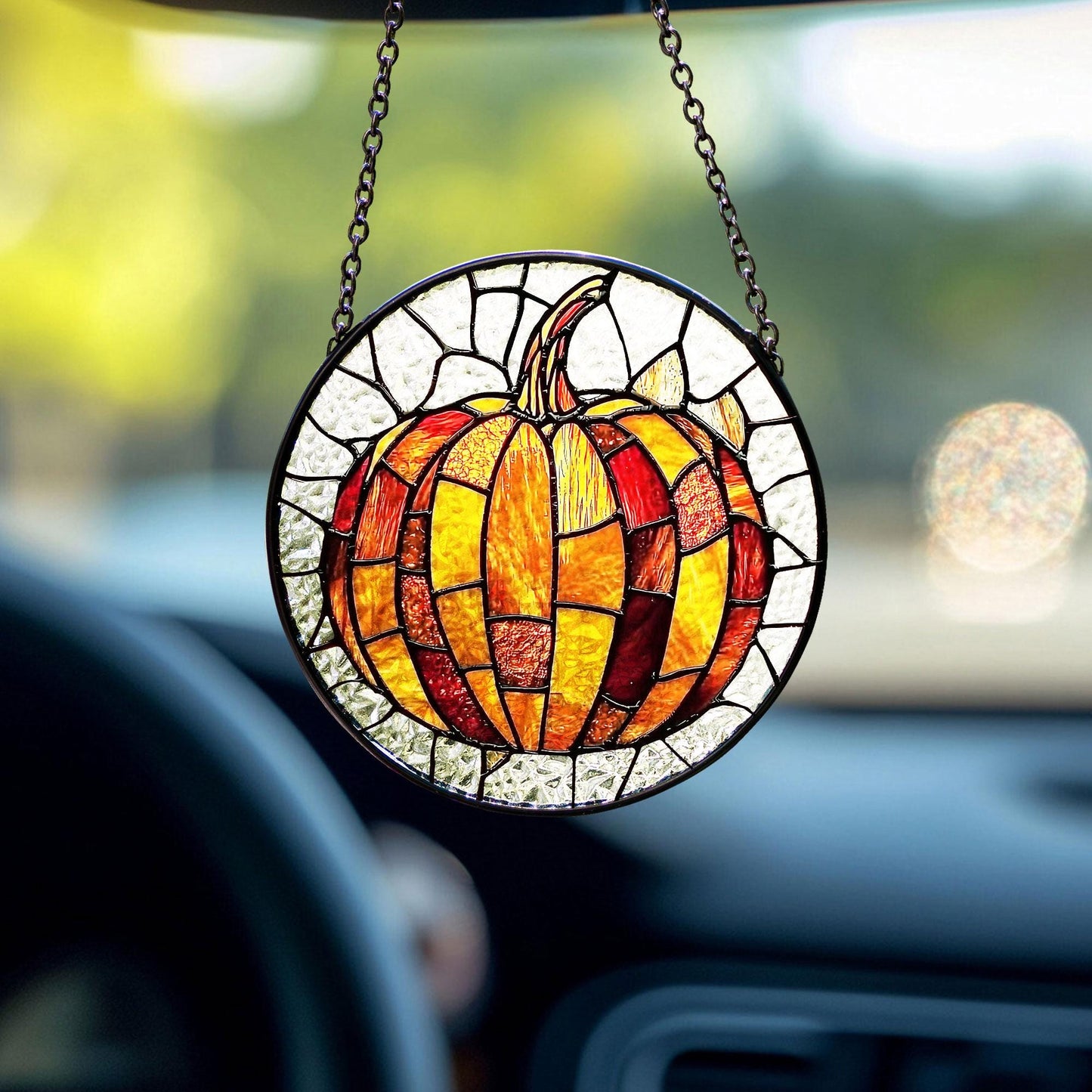 Pumpkin Stained Glass Suncatcher, Stained Glass Autumn Window Hanging, Fall Vibes Decor, Thanksgiving or Halloween Gift, Autumn Suncatcher