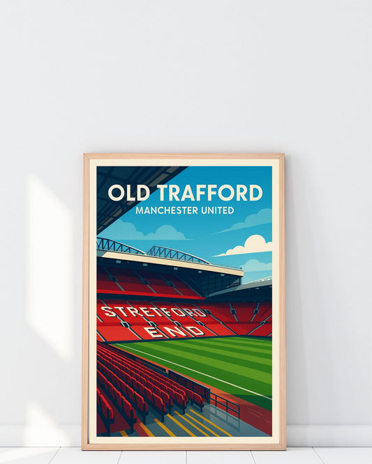 Manchester United Old Trafford Poster Wall Art, Football Premier League Print, Home Decor Gift for Wedding & Birthday, Man United Poster