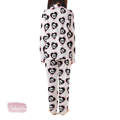 Sweetheart Skulls Pajama Set – Pink Goth Heart Skull Short Sleeve Sleepwear, Cute Alternative Loungewear Gift for Her