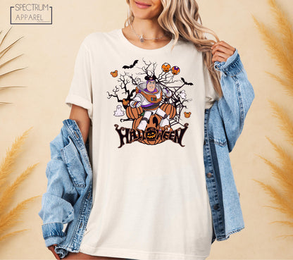Halloween Buzz T-Shirt, Space Ranger Halloween T-Shirt, Halloween Toy Story Tee, Buzz Pumpkin Ghost Tee, Spooky Season Space Ranger Shirt