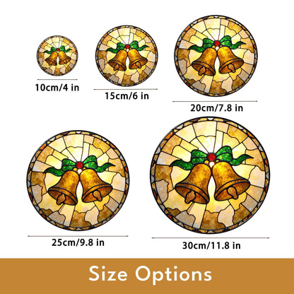 Golden bell stained glass suncatcher Christmas window decor gift