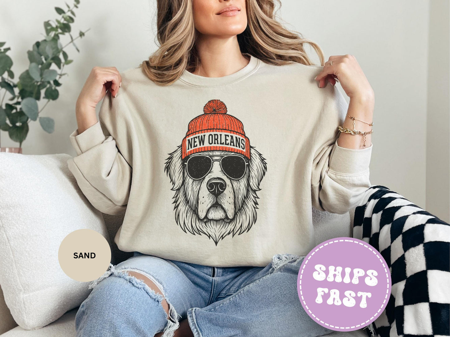 Graphic New Orleans Mascot Football Sweatshirt, Game Day Gift, New Orleans Football Fan Tee, Retro New Orleans Team Shirt, Sport Mascot Gift