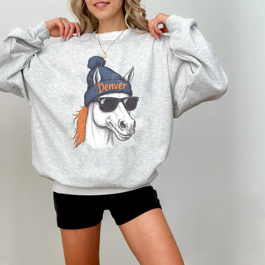 Retro Denver Football Sweatshirt, 90s Denver Sweatshirt, Football Fan Gifts, Denver Horse ,Retro Denver Game Day Tshirt