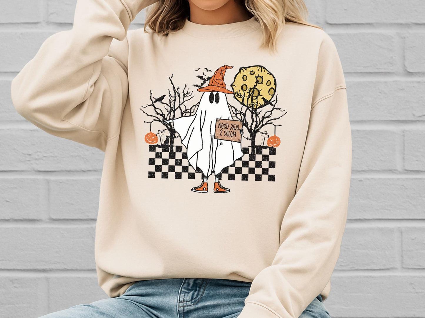 Halloween Ghost Sweatshirt, Spooky Season Sweatshirt, Halloween Party Shirt, Pumpkin Sweatshirt, Halloween Women's Fall Sweater