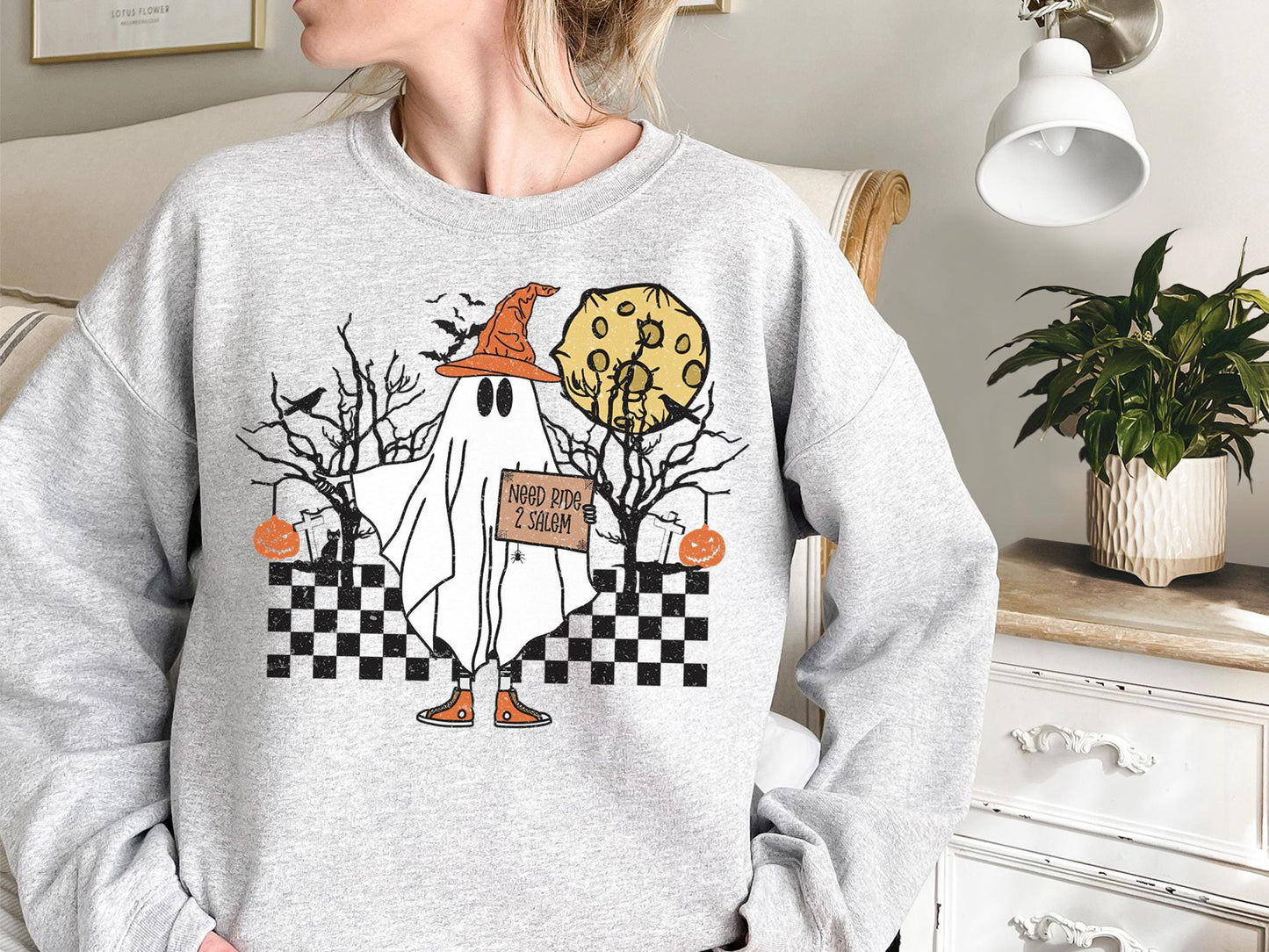 Halloween Ghost Sweatshirt, Spooky Season Sweatshirt, Halloween Party Shirt, Pumpkin Sweatshirt, Halloween Women's Fall Sweater