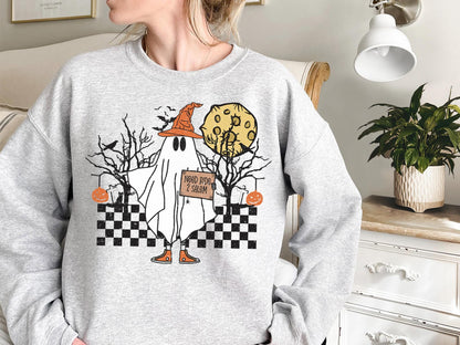 Halloween Ghost Sweatshirt, Spooky Season Sweatshirt, Halloween Party Shirt, Pumpkin Sweatshirt, Halloween Women's Fall Sweater