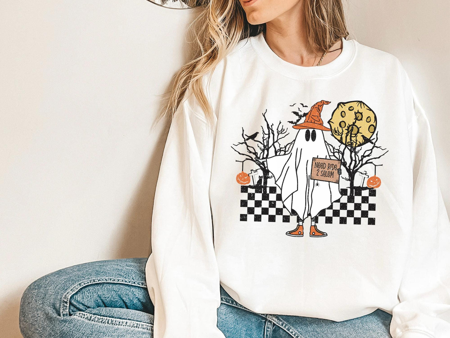 Halloween Ghost Sweatshirt, Spooky Season Sweatshirt, Halloween Party Shirt, Pumpkin Sweatshirt, Halloween Women's Fall Sweater
