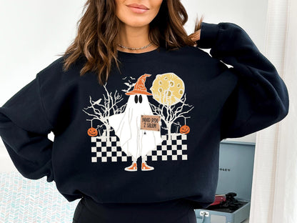 Halloween Ghost Sweatshirt, Spooky Season Sweatshirt, Halloween Party Shirt, Pumpkin Sweatshirt, Halloween Women's Fall Sweater