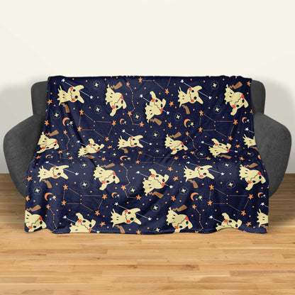 Mimikyu Fleece Blanket, Cute Ghost Throw Blanket, Soft Cotton Cozy Blanket for Bed or Couch, Kawaii Halloween Gifts