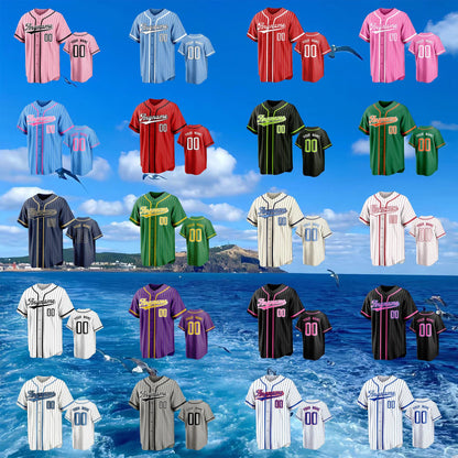 Custom Pinstripe Baseball Jersey with Personalized Team Name Number,Custom Embroidered Stripe Team Jersey,Baseball Couple Jersey and Gifts