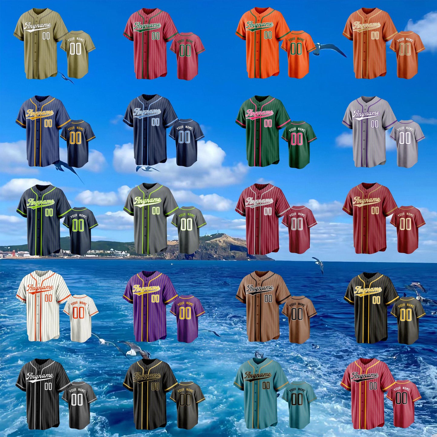 Custom Pinstripe Baseball Jersey with Personalized Team Name Number,Custom Embroidered Stripe Team Jersey,Baseball Couple Jersey and Gifts