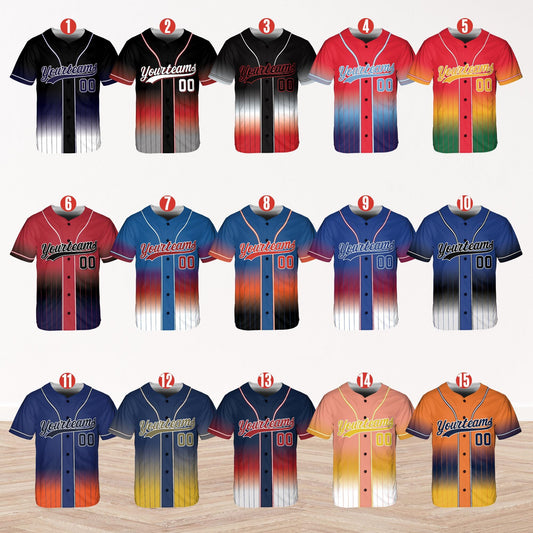 Personalized Name Team,Custom Stripe Line Color Baseball Jersey For Baseball Fans,Custom Number Baseball Team Couple Jersey B14