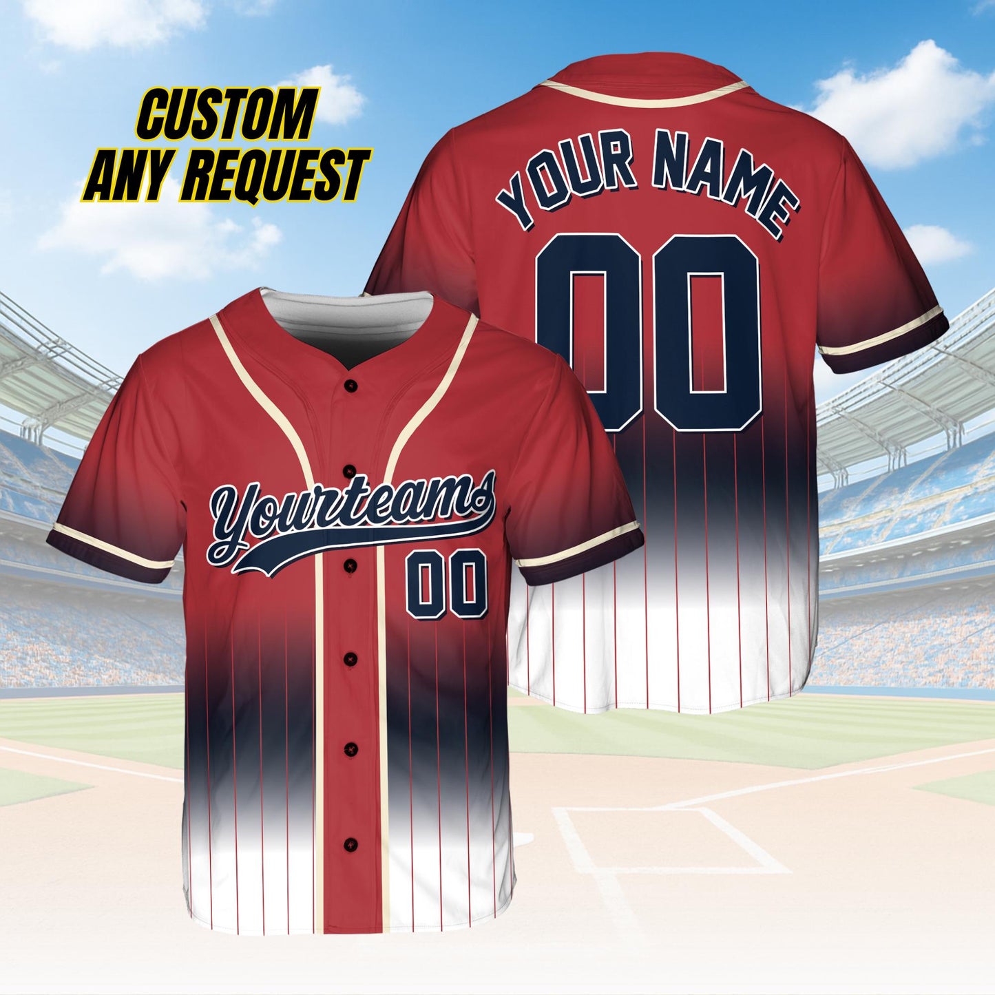 Personalized Name Team,Custom Stripe Line Color Baseball Jersey For Baseball Fans,Custom Number Baseball Team Couple Jersey B14