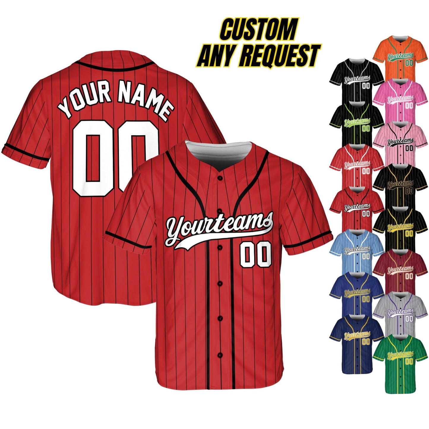 Personalized Name Team,Custom Stripe Line Color Baseball Jersey For Baseball Fans,Custom Number Baseball Team Couple Jersey B22
