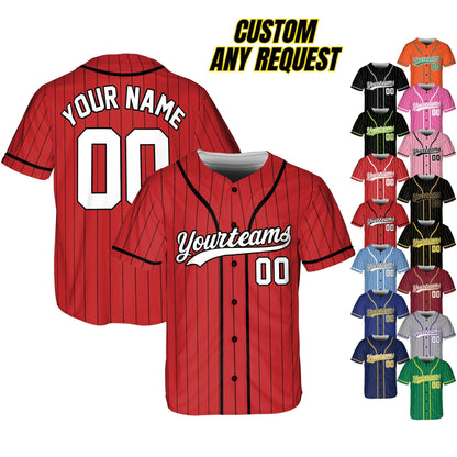 Personalized Name Team,Custom Stripe Line Color Baseball Jersey For Baseball Fans,Custom Number Baseball Team Couple Jersey B22