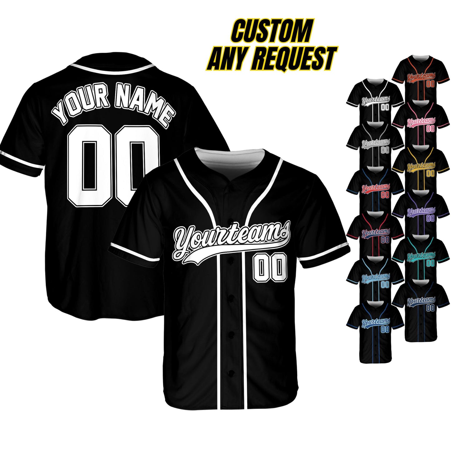 Personalized Name Team,Custom Stripe Line Color Baseball Jersey For Baseball Fans,Custom Number Baseball Team Couple Jersey B15