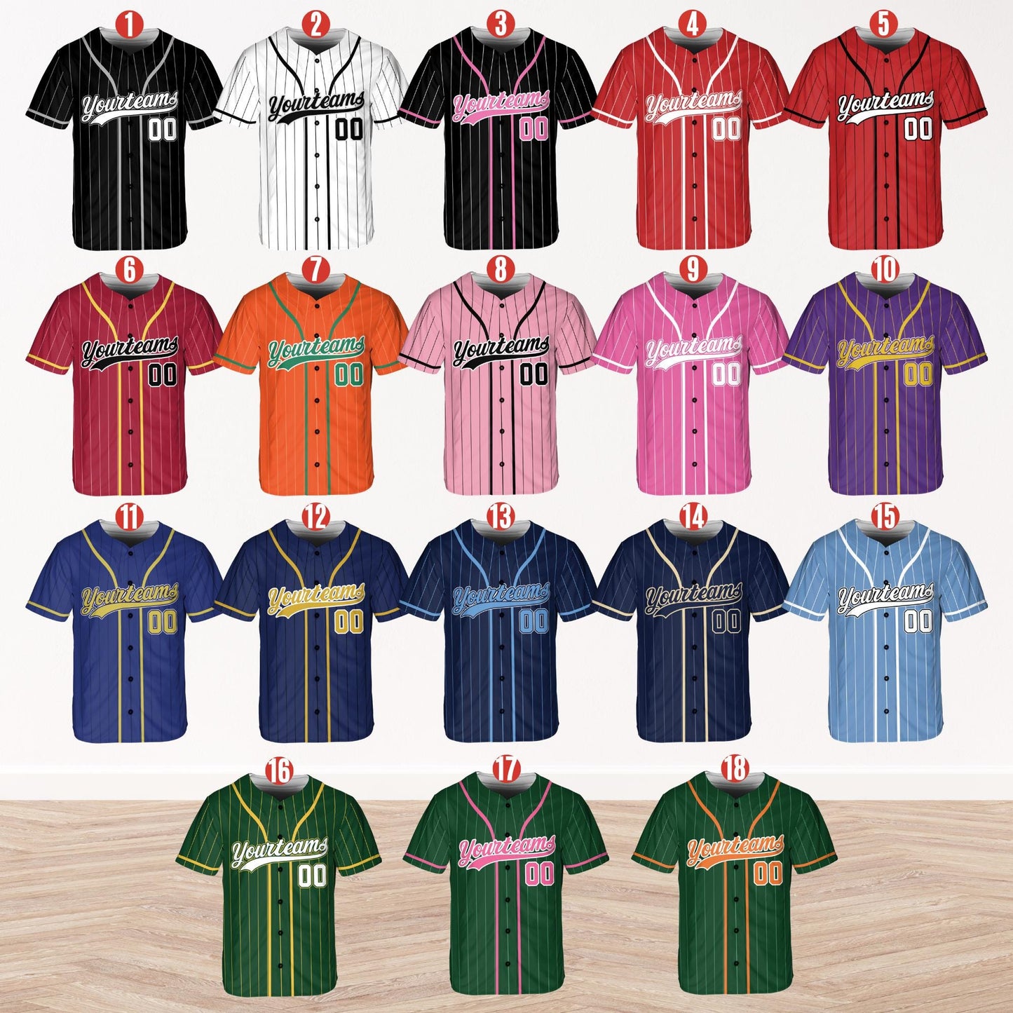 Personalized Name Team,Custom Stripe Line Color Baseball Jersey For Baseball Fans,Custom Number Baseball Team Couple Jersey B22