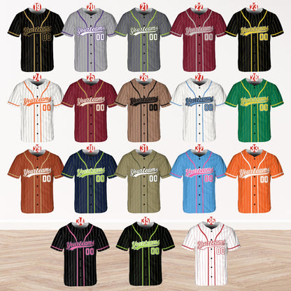 Personalized Name Team,Custom Stripe Line Color Baseball Jersey For Baseball Fans,Custom Number Baseball Team Couple Jersey B22