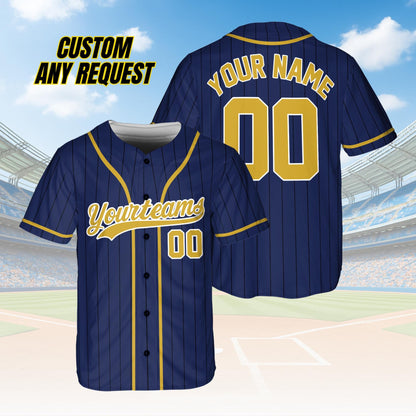 Personalized Name Team,Custom Stripe Line Color Baseball Jersey For Baseball Fans,Custom Number Baseball Team Couple Jersey B22