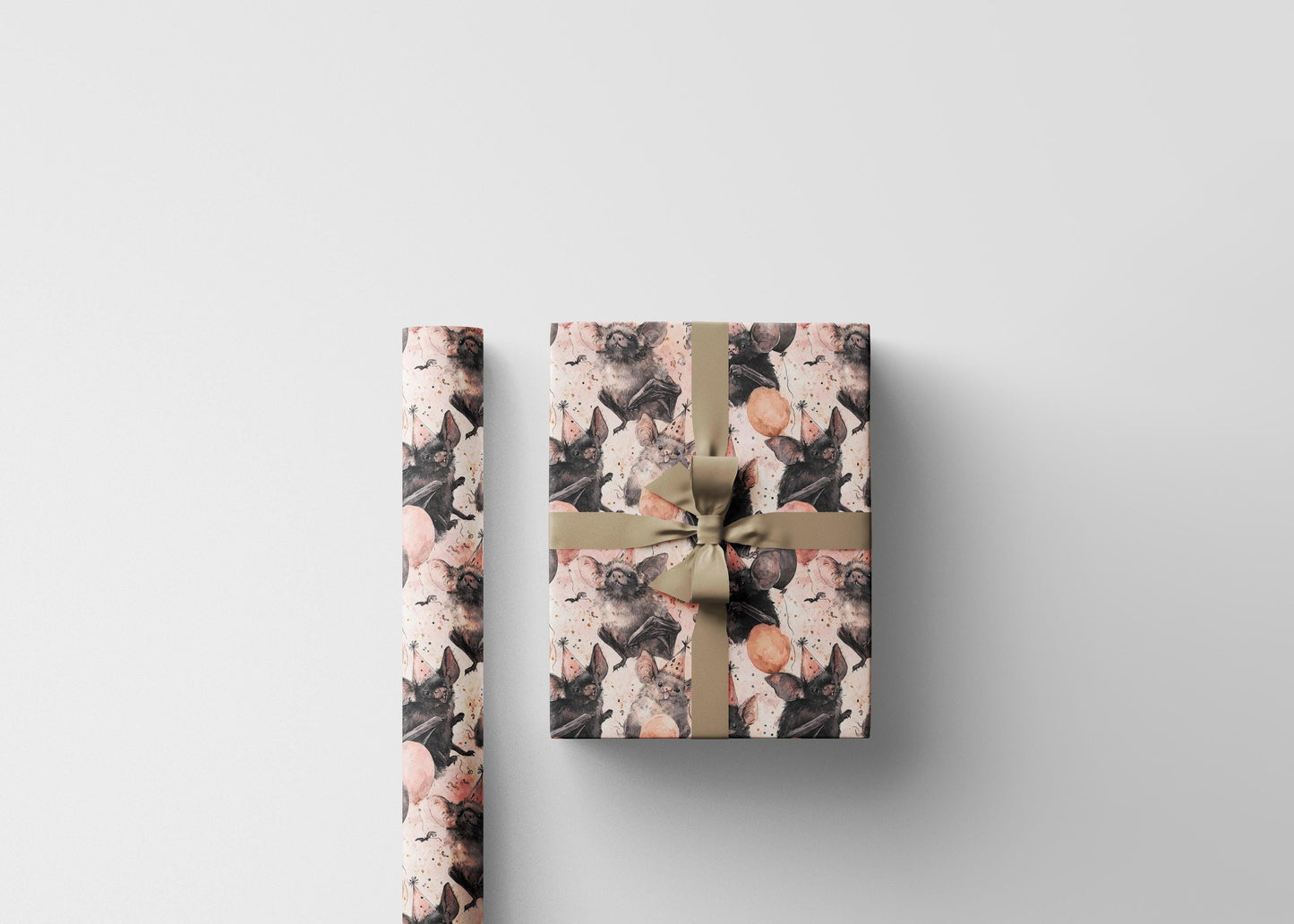 Bat Baby Shower Wrapping Paper for Goth Moms, Creepy Cute Halloween Gift Wrap with Pastel Goth Vibes #8