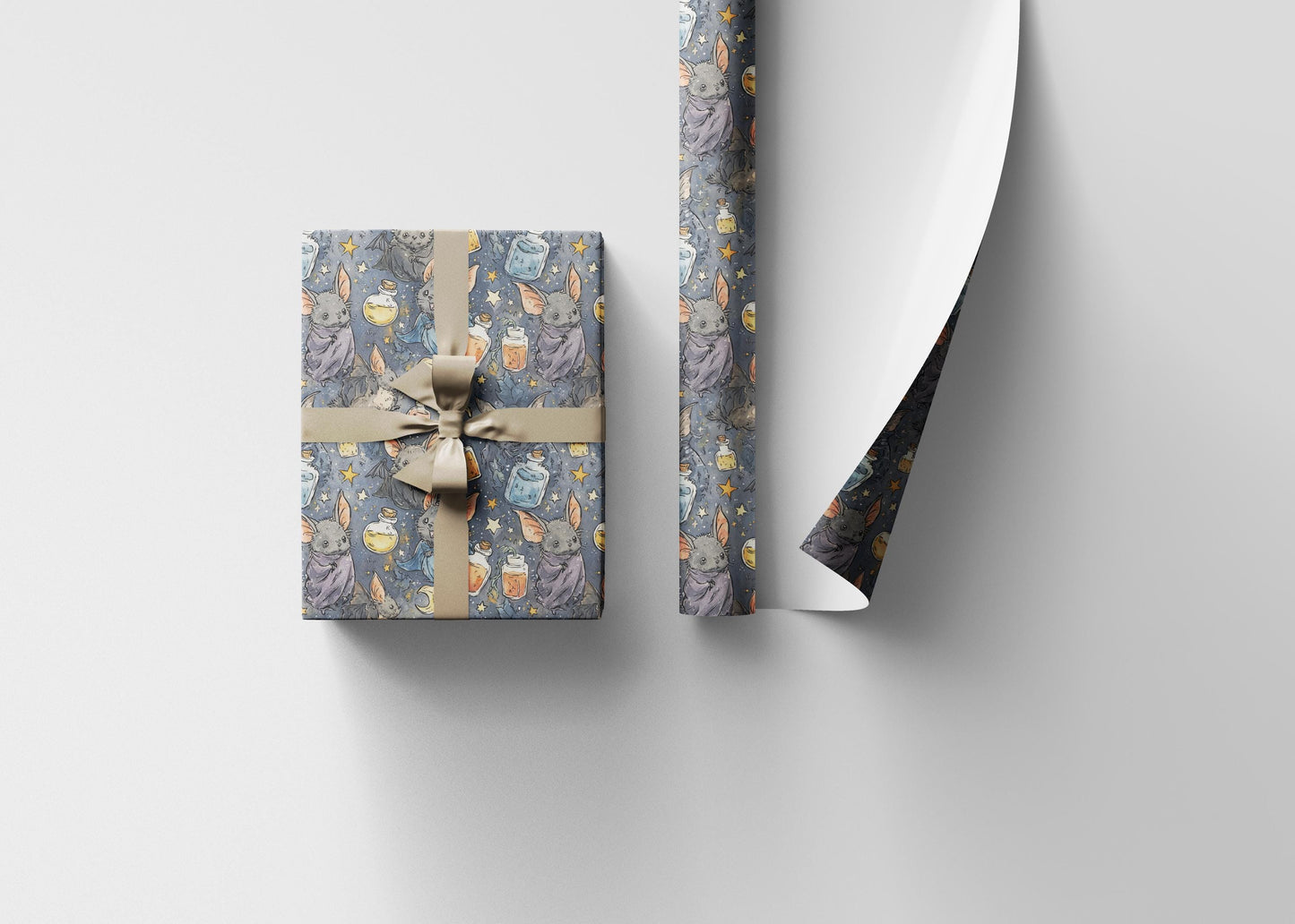 Gothic Bat Wrapping Paper for Baby Showers & Birthdays, Pastel Halloween Gift Wrap for Witchy Moms Babies #9