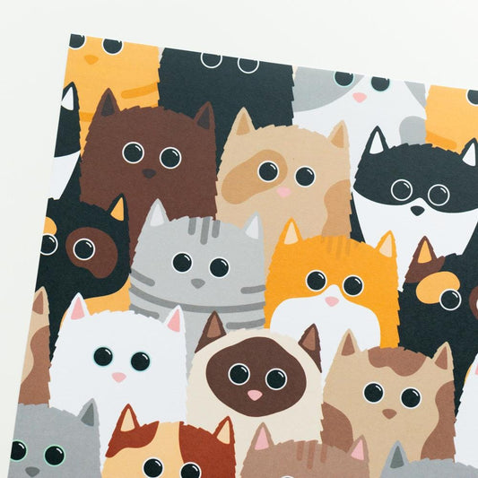 Lots of Cats Wrapping Paper Sheet 700mmx500mm - Cat Gift Wrap - Birthday Wrapping Paper - Fun Gift Wrap - Bold Wrapping Paper - Cat Gifts