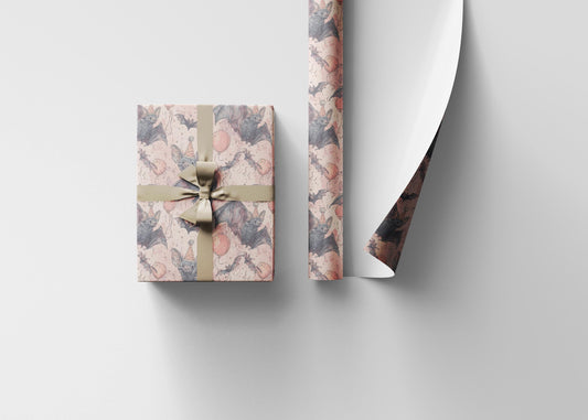 Pastel Goth Halloween Wrapping Paper with Bats for Witchy Babies Goth Moms Creepy Cute Birthday Shower Wrap #4
