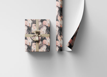 Alternative Halloween Gift Wrap with Creepy Cute Bat Print, Witchy Baby Shower & Goth Birthday Wrapping Paper #7