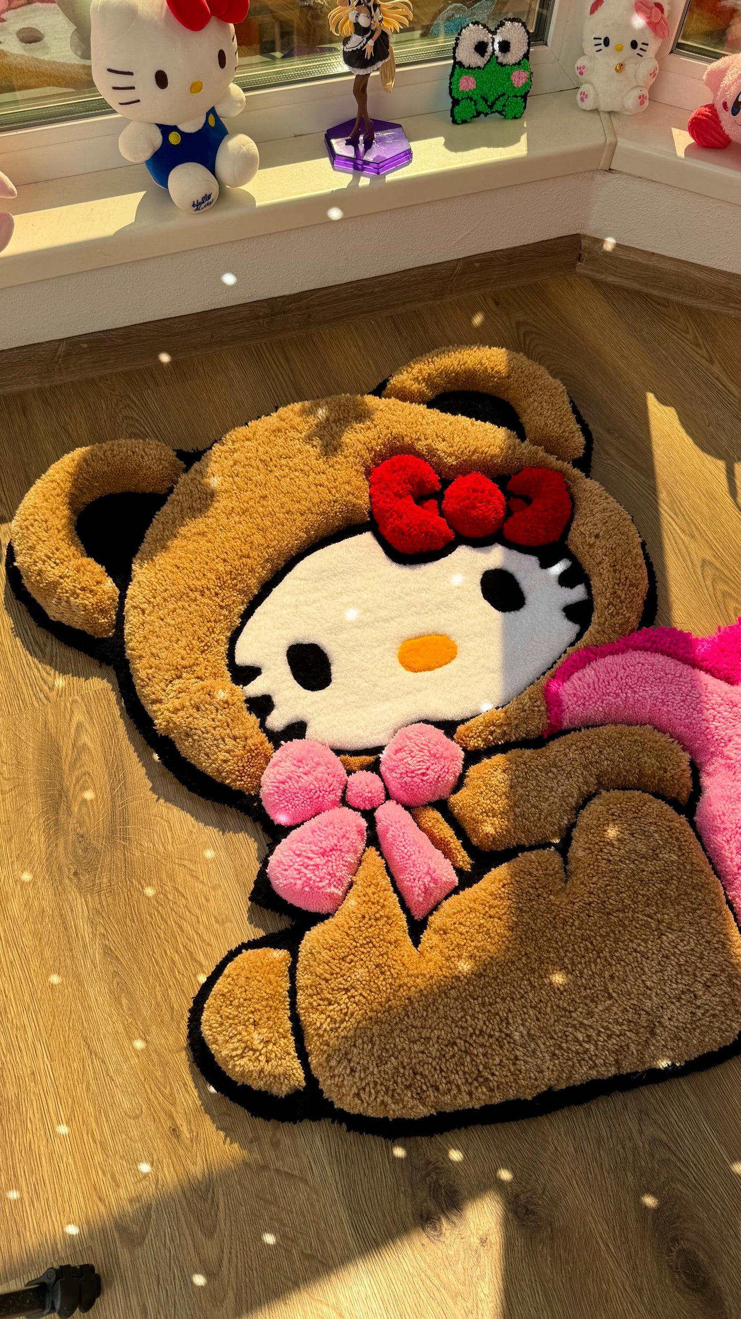 Puffy Kitty Bear Rug – Custom 3D Puffy Tufted Carpet, Fluffy Handmade Cute Gift, Kawaii Decor for Girls Room or Aesthetic Bedroom