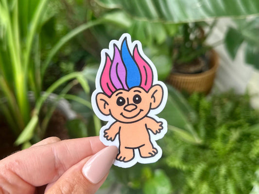 Bisexual Troll Waterproof Sticker, Pride Stickers, LGBTQ+ Gifts, Pride Gifts, Queer Stickers, LGBTQ Stickers