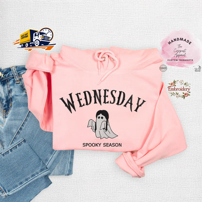 Embroidered Wednesday Halloween Sweatshirt, Spooky Season Birthday Crewneck, Cute Wednesday TV Show Fall Pullover, Gothic Party Top