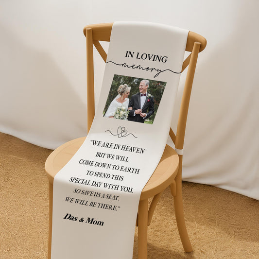 Personalized Memorial Wedding Chair Banner, Wedding Memorial Sign, Reserved In Loving Memory, Memorial Chair Cover, Memory Chair Sign