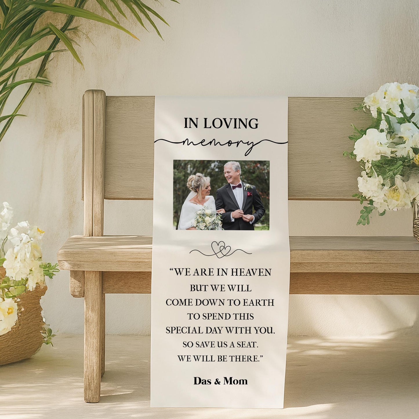 Personalized Memorial Wedding Chair Banner, Wedding Memorial Sign, Reserved In Loving Memory, Memorial Chair Cover, Memory Chair Sign