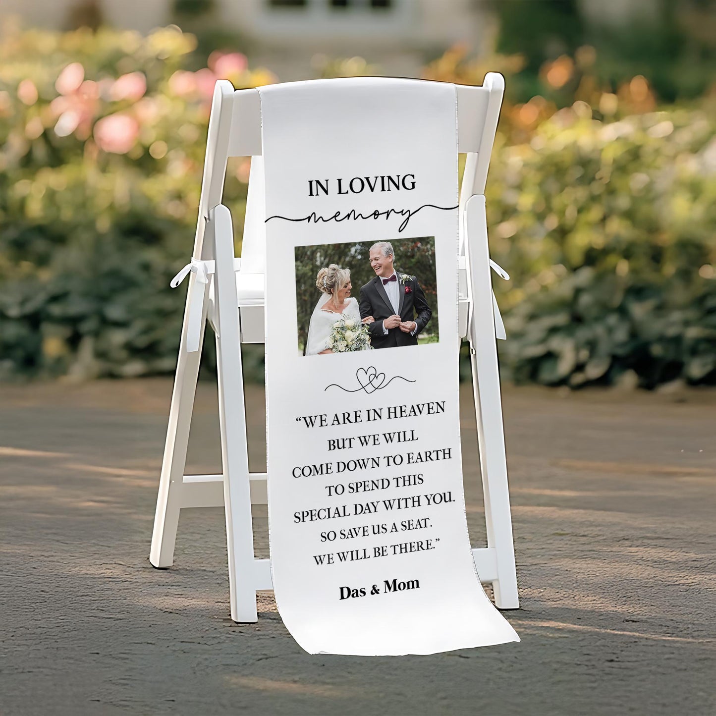 Personalized Memorial Wedding Chair Banner, Wedding Memorial Sign, Reserved In Loving Memory, Memorial Chair Cover, Memory Chair Sign