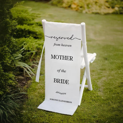 Personalized Memorial Sign, Wedding Memorial Reserved Sign, Wedding Remembrance Sign, Memorial Wedding Sign Fabric, Memory Chair Sign