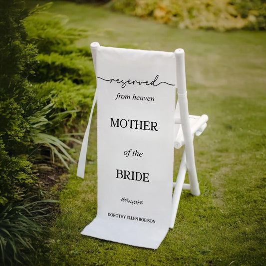 Personalized Memorial Sign, Wedding Memorial Reserved Sign, Wedding Remembrance Sign, Memorial Wedding Sign Fabric, Memory Chair Sign
