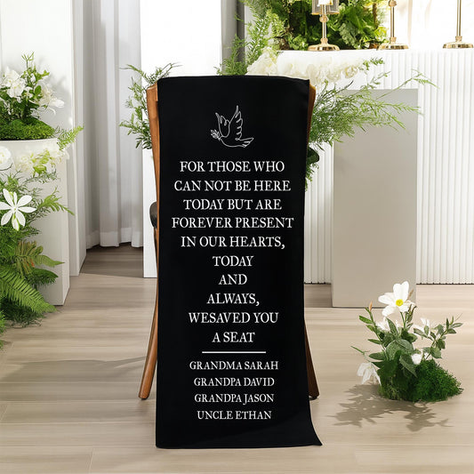Reserved Wedding Memorial Chair Sign, Personalized Fabric Sign, Wedding Chair Banner In Memory Of Loved Ones, Custom Memorial Wedding Sign
