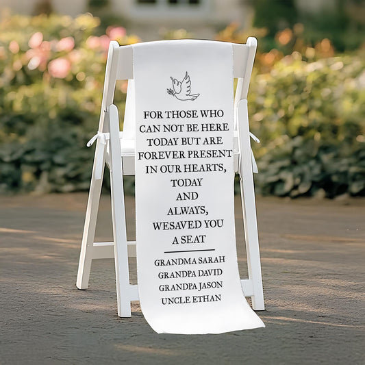 Personalized Memorial Sign, Reserved Wedding Memorial Chair Sign, Personalized Fabric Sign, Wedding Chair Banner In Memory Of Loved Ones