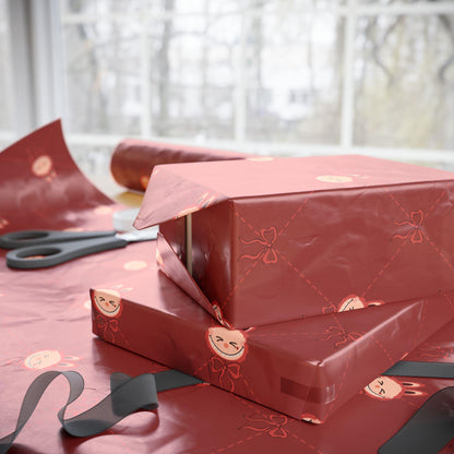 Coquette Trendy Kawaii Monster Christmas Wrapping Paper Holiday Gift Wrap for Kids Teens Fun Cartoon Creature Custom Xmas Festive Gift Wrap