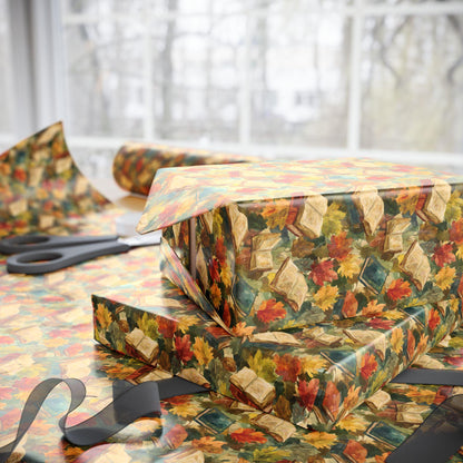 Bookworm Autumn Wrapping Paper for Readers Bookish Gift Wrap for Librarian Fall Book Nerd Reading Lovers Cute Book Club Paper #1