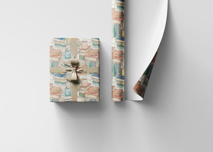 Aesthetic Bookworm Gift Wrap for Book Nerd Librarian Readers Custom Book Club Wrapping Paper Design #6