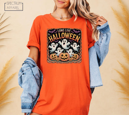 Long Live Halloween T-Shirt, Long Live Halloween Fall T-Shirt, Retro Halloween Ghost Shirt, Spooky Pumpkin Shirt, Pumpkin Patch Ghost Shirt