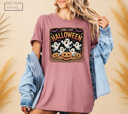 Long Live Halloween T-Shirt, Long Live Halloween Fall T-Shirt, Retro Halloween Ghost Shirt, Spooky Pumpkin Shirt, Pumpkin Patch Ghost Shirt