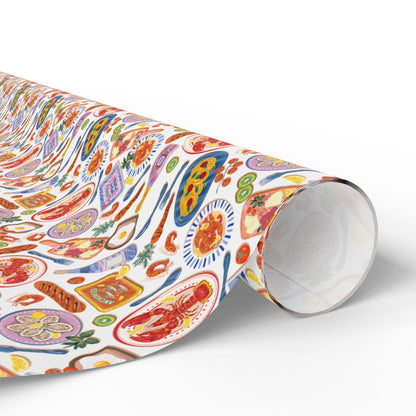 Italian Summer Gift Wrap Vintage Sardine and Seafood Print Wrapping Paper for Mediterranean Foodie Gifts & Custom Amalfi Coast Celebrations